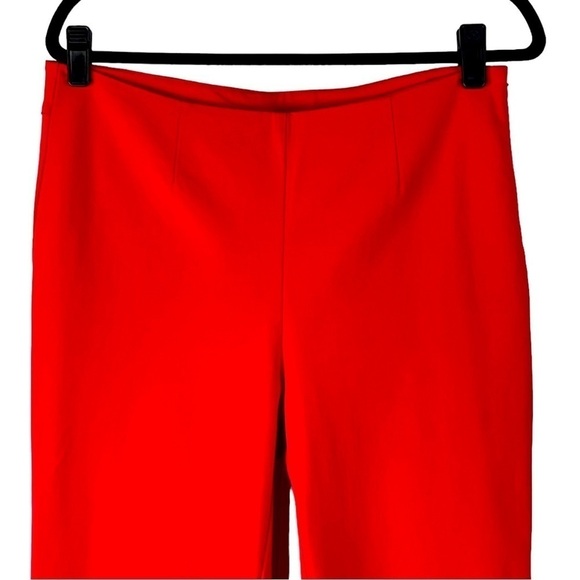 NINA MCLEMORE RED COTTON BLEND HIGH RISE SLIM TROUSER PANT - Picture 4 of 12